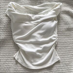 OGL White Off-Shoulder Draped Camisole with BUILT IN BRA